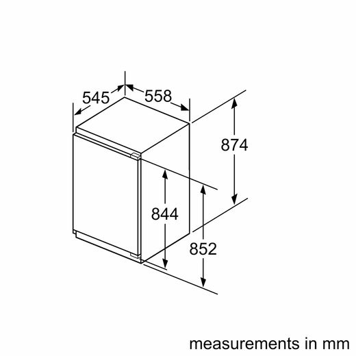 NEFF N50 Integrated Upright Freezer with Fixed Door Fixing Kit - Dimensions